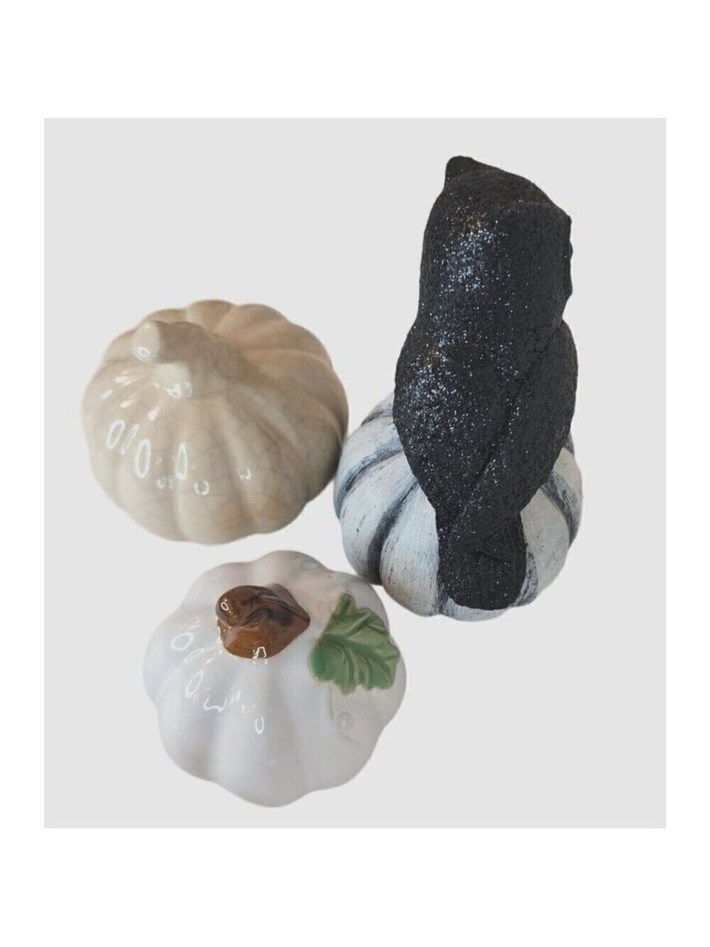 Pumpkins Glittered Owl Set 3 6.5" H Fall Halloween Decor - Picture 3 of 9